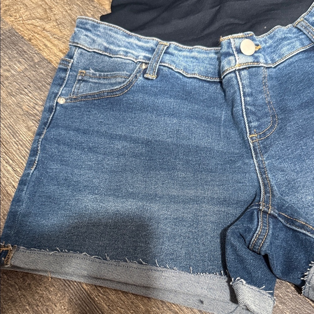 Denim Blue Women's maternity Shorts - Picture 2 of 9